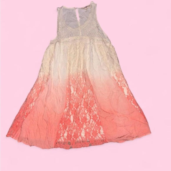 Altar’d State Pink and White Tie Dye Ombré Boho Indie Lace Dress - Picture 1 of 5